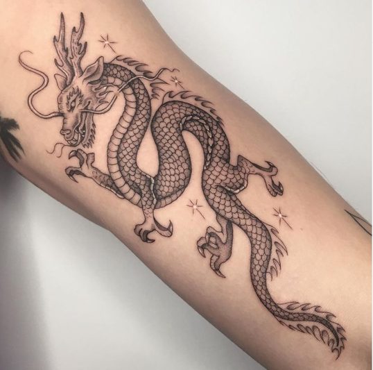 Blue Chinese Dragon Best Temporary Tattoos| WannaBeInk.com